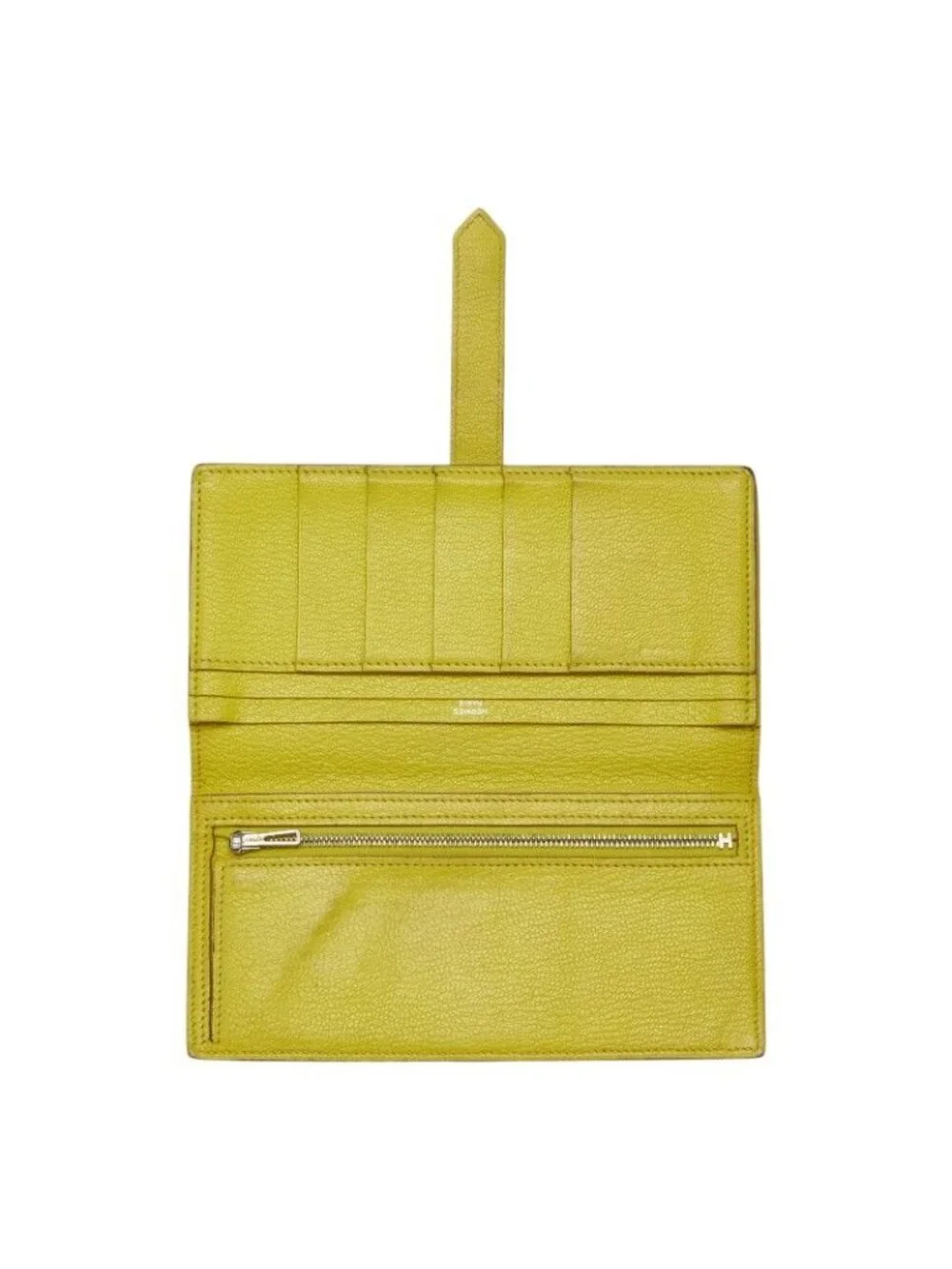 Hermes Bearn Souffle Bifold Wallet Lime Yellow Chevre